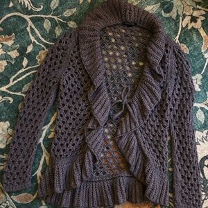 Women's Open-Knit Sweater - Purple